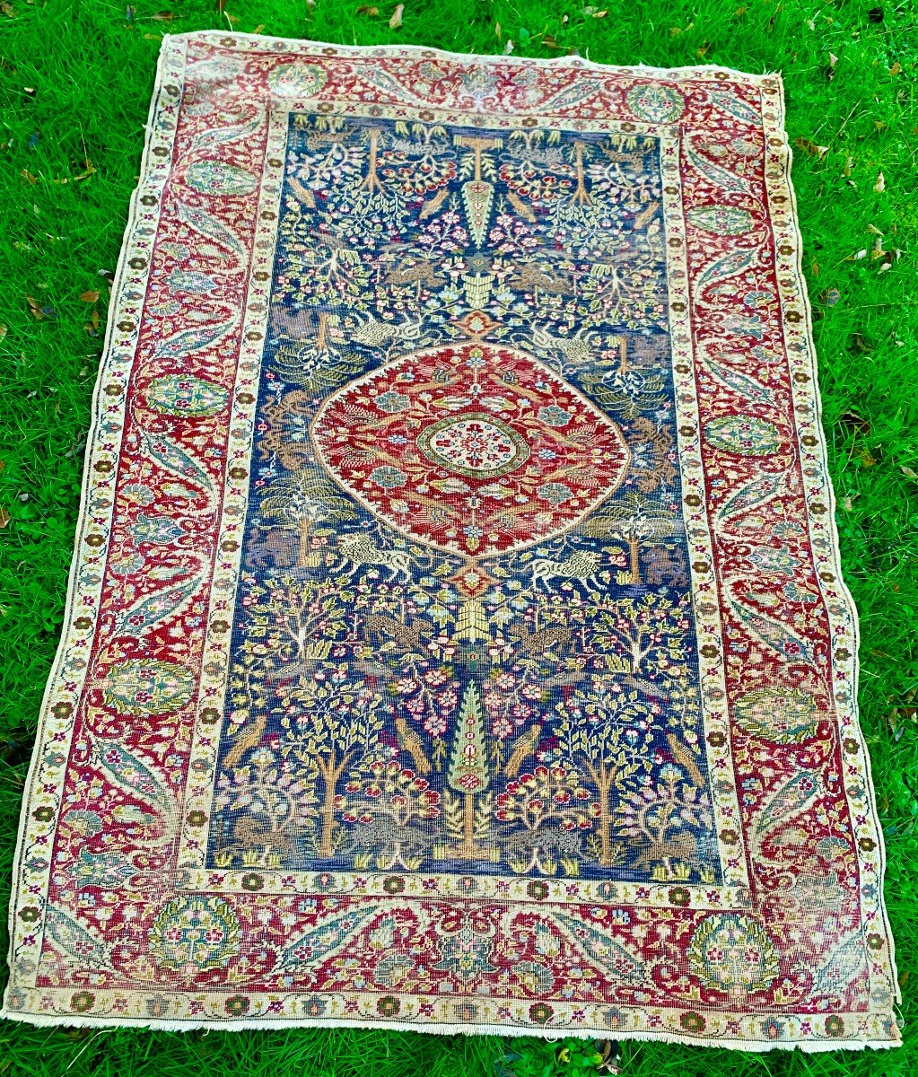 Late 19th Cty Türkiye, Superb Carpet With Persian Decoration, Radiant Lion Decoration 