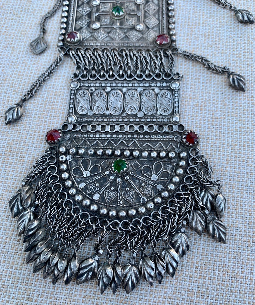 Large Kuchi Tripartite Silver Pendant, Pakistan Or Afghanistan-photo-6