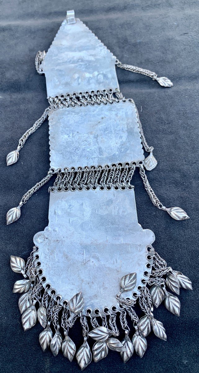 Large Kuchi Tripartite Silver Pendant, Pakistan Or Afghanistan-photo-7