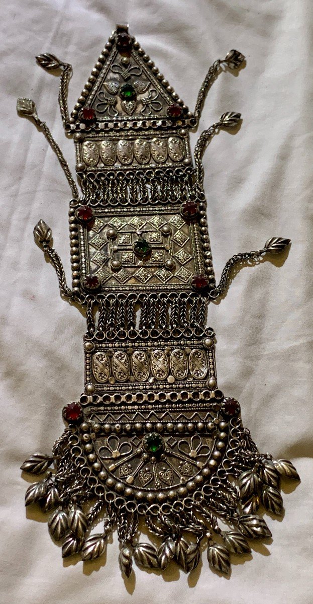 Large Kuchi Tripartite Silver Pendant, Pakistan Or Afghanistan