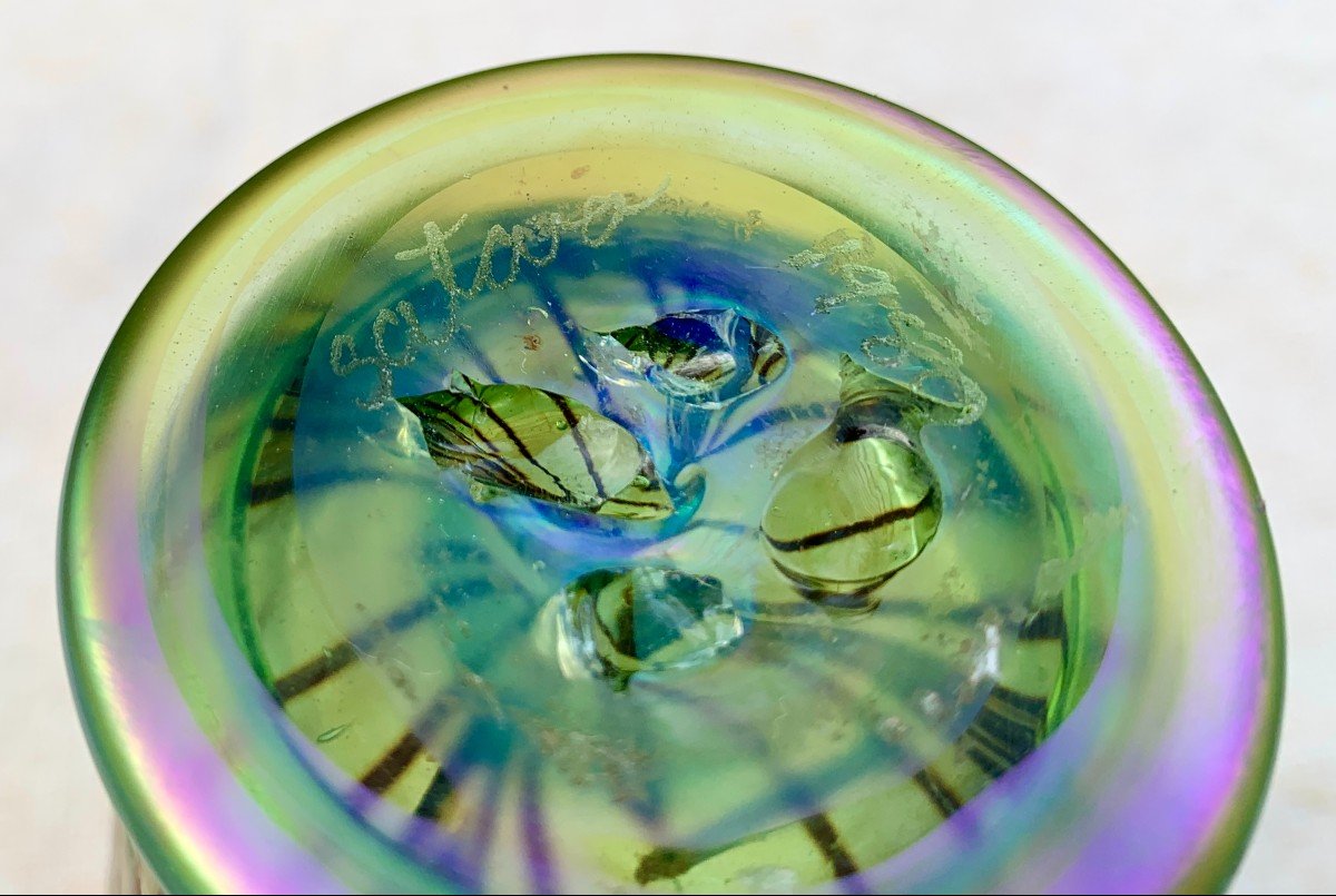 Superb Art Nouveau Iridescent Glass Vase, Satavo Glass Workshop, Tiffany Follower-photo-4