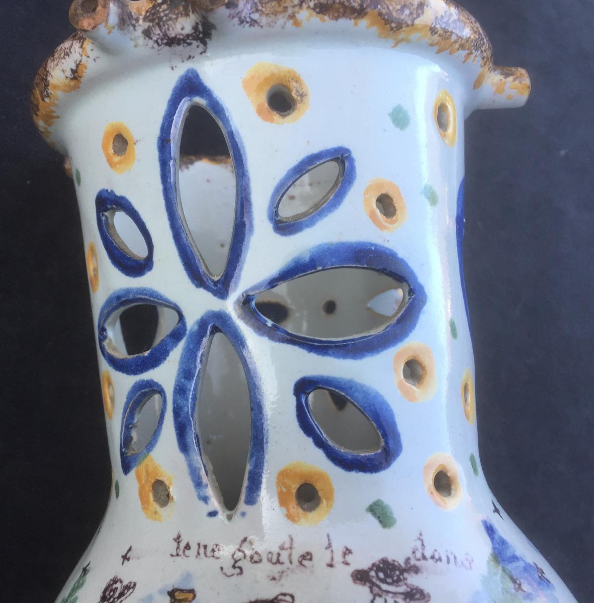 Curious Surpise Pitcher,  Nevers Ceramic, Late XVIIIth Cty, With Wine Drinkers, Barels And Loire 's Boats-photo-8