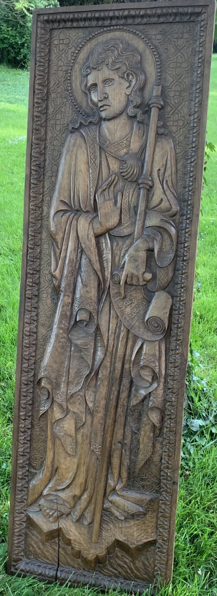 Hich Walnut Carved Panel (only 1 Board) St Jacques Le Majeur, Venice XVth Cty-photo-2