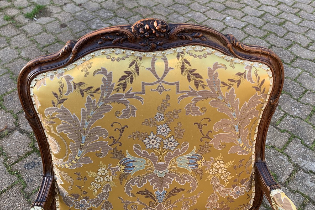 XVIIIe s paire très larges fauteuils Louis XV dossiers à La Reine, attrib à Nicolas Heurtault-photo-4