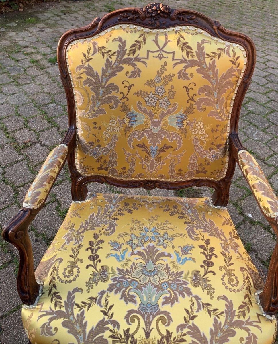 XVIIIe s paire très larges fauteuils Louis XV dossiers à La Reine, attrib à Nicolas Heurtault-photo-6