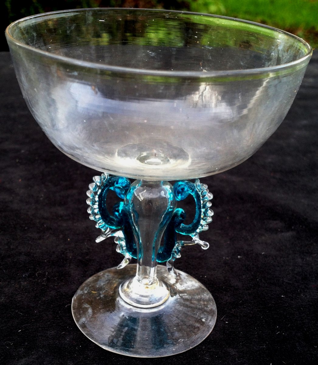 XVIIe s coupe sur pied en verre Venise 2 couleurs-photo-1