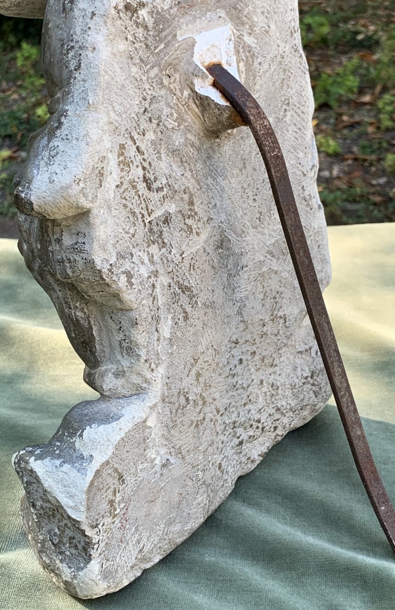 Stone Wall Statue, Early XVIIth Cty, Helmeted Roman Soldier-photo-8