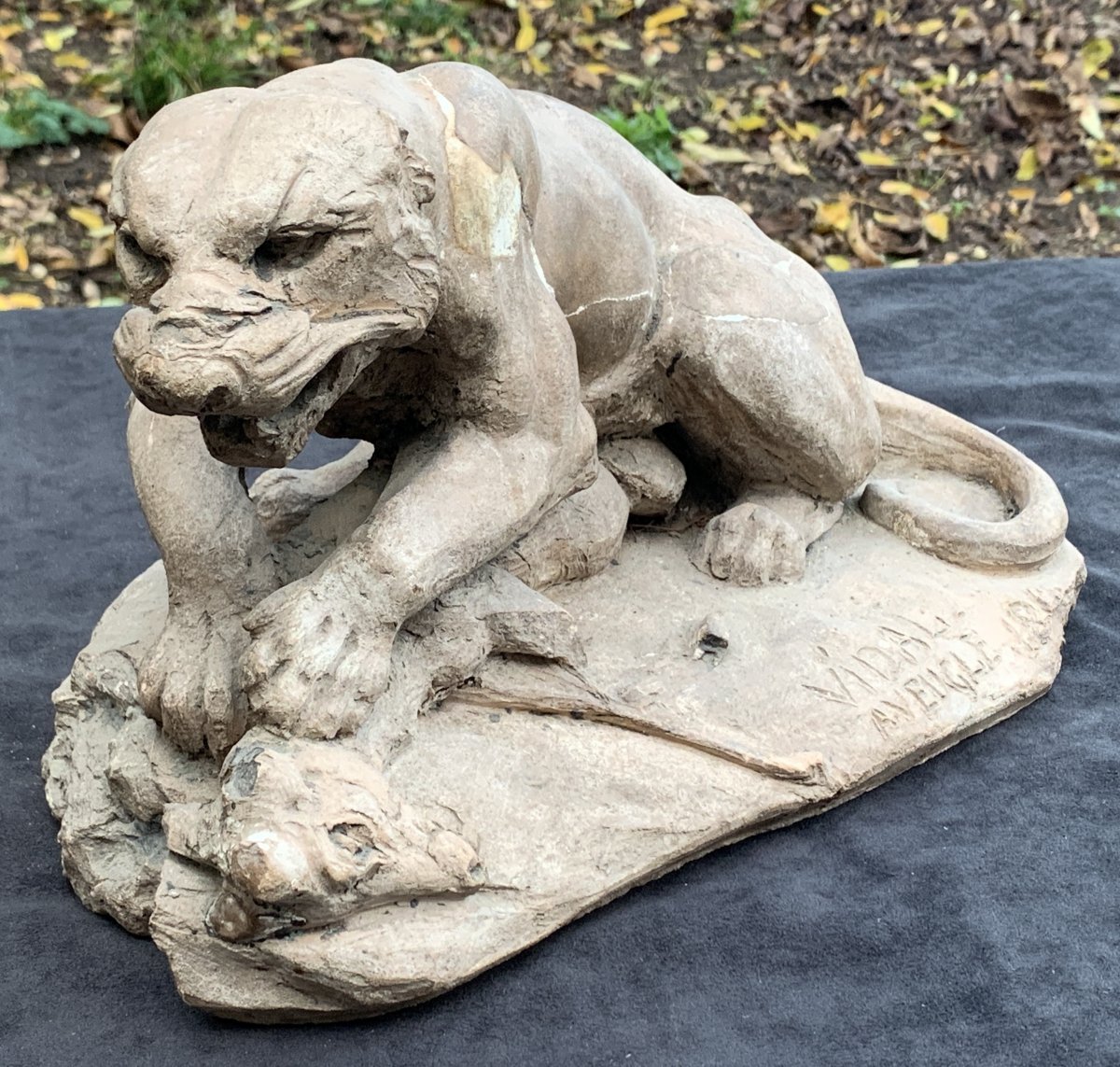 Lioness Terracotta Sculpture Matrix  Vidal "the Blind" 1864? ...-photo-4