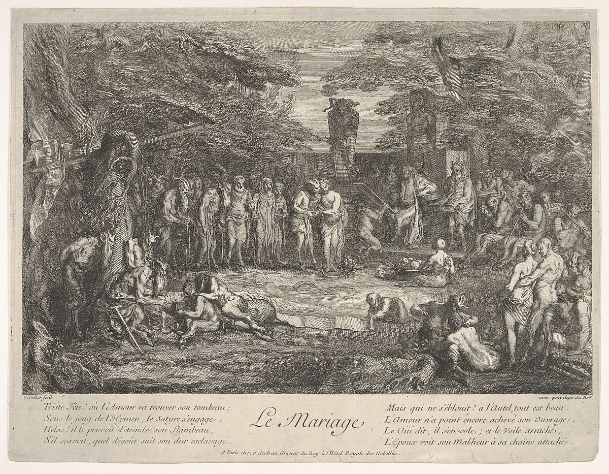 Series Of4 Engraving Satyrs' Life By Claude Gillot (1673-1722), Circa 1700/1720-photo-5