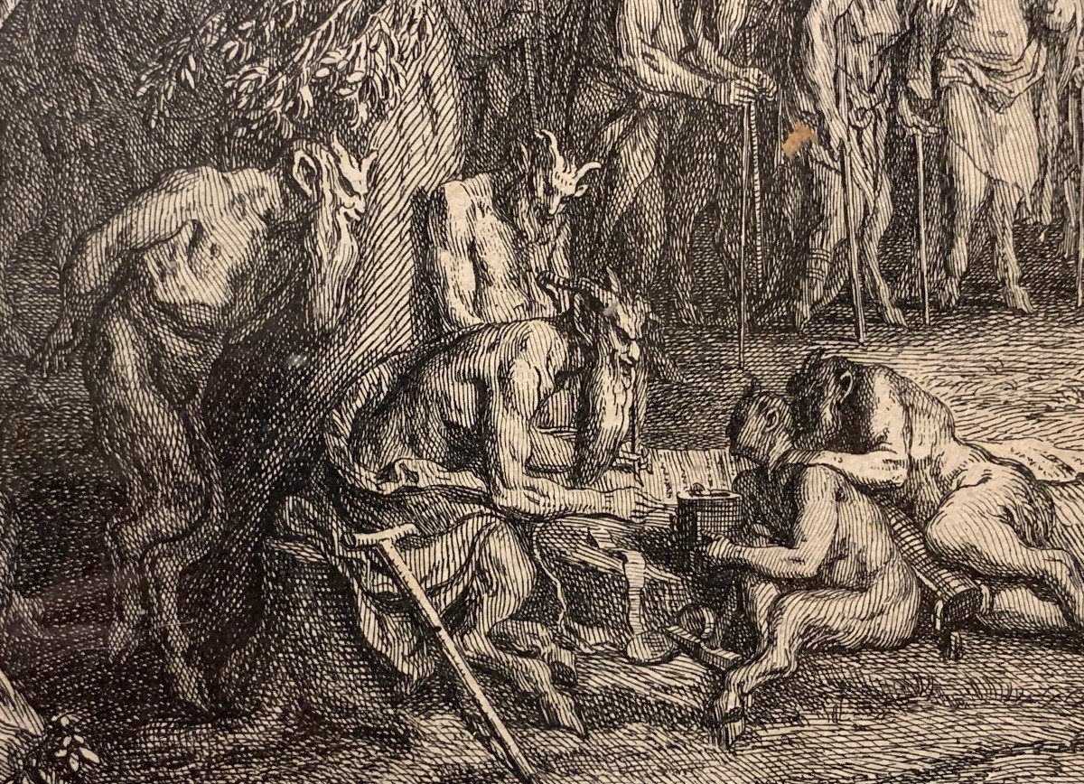 Series Of4 Engraving Satyrs' Life By Claude Gillot (1673-1722), Circa 1700/1720-photo-6