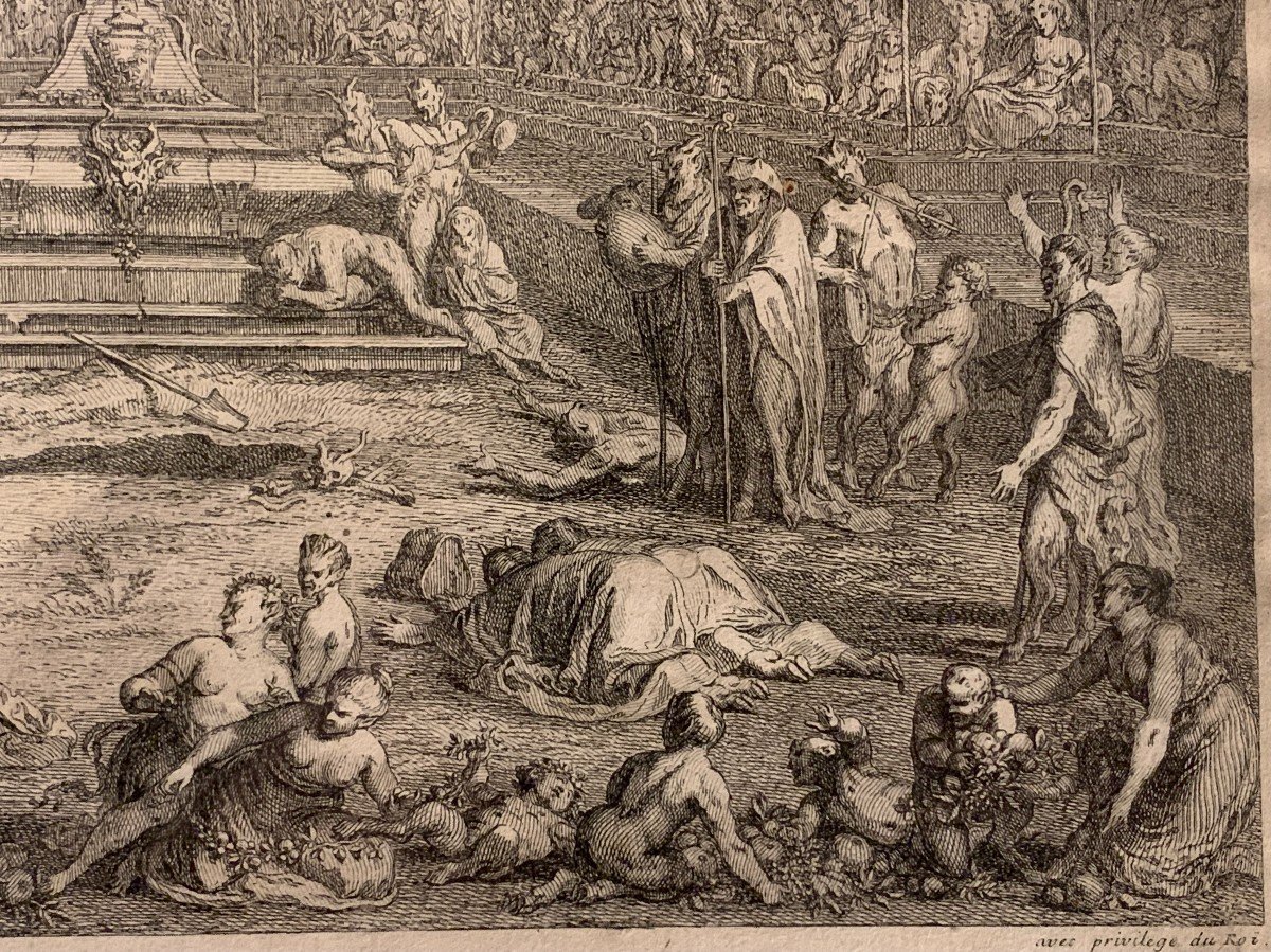 Series Of4 Engraving Satyrs' Life By Claude Gillot (1673-1722), Circa 1700/1720-photo-8