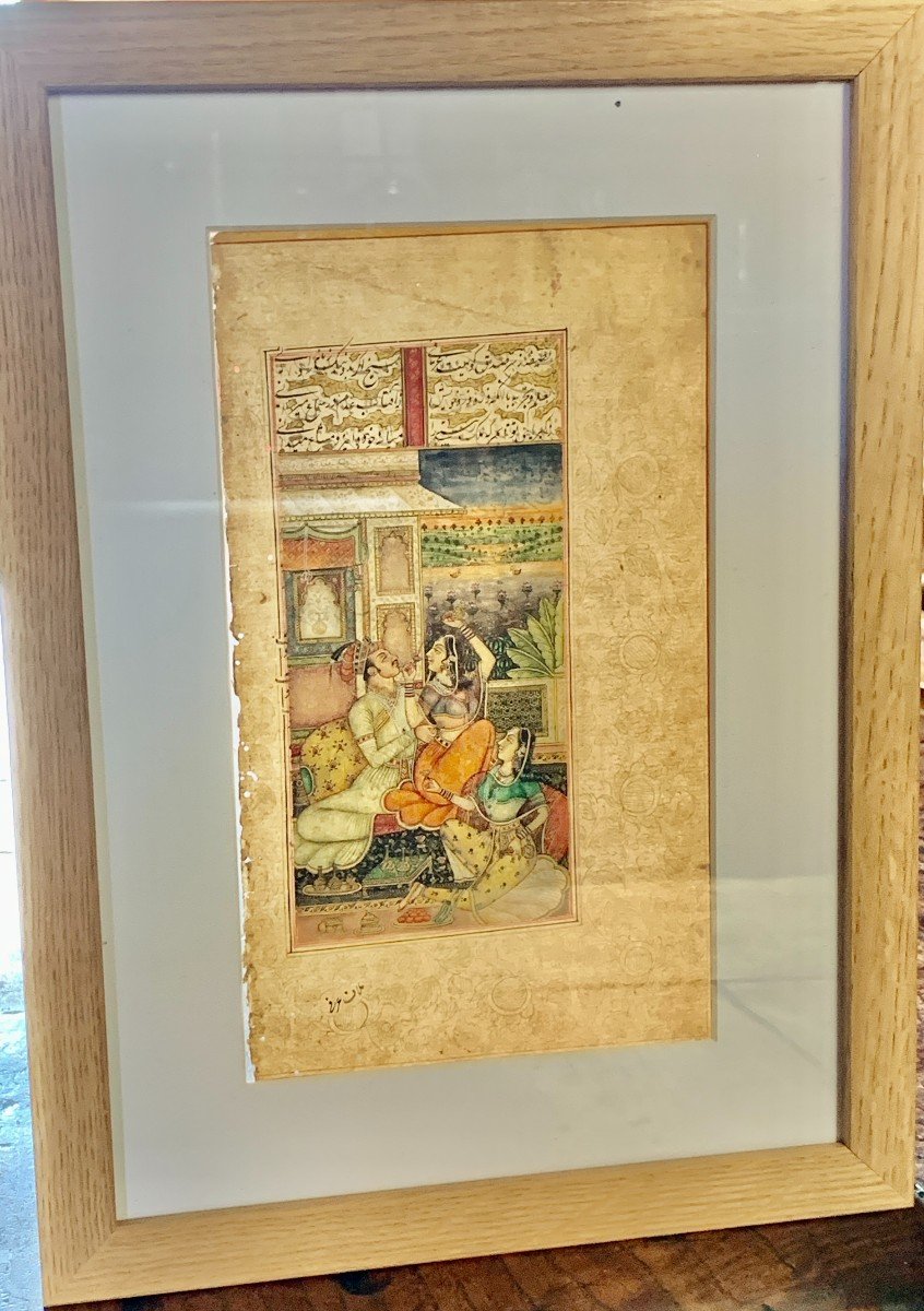 Collection Of 5 Hand Painted & Gold Mughal Miniatures-photo-4