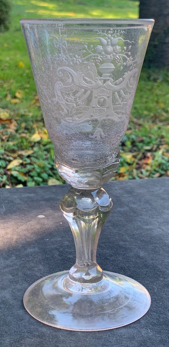 Very Large 18th Cty Glass With Coat Of Arms, Imhoff Switzerland Family-photo-2