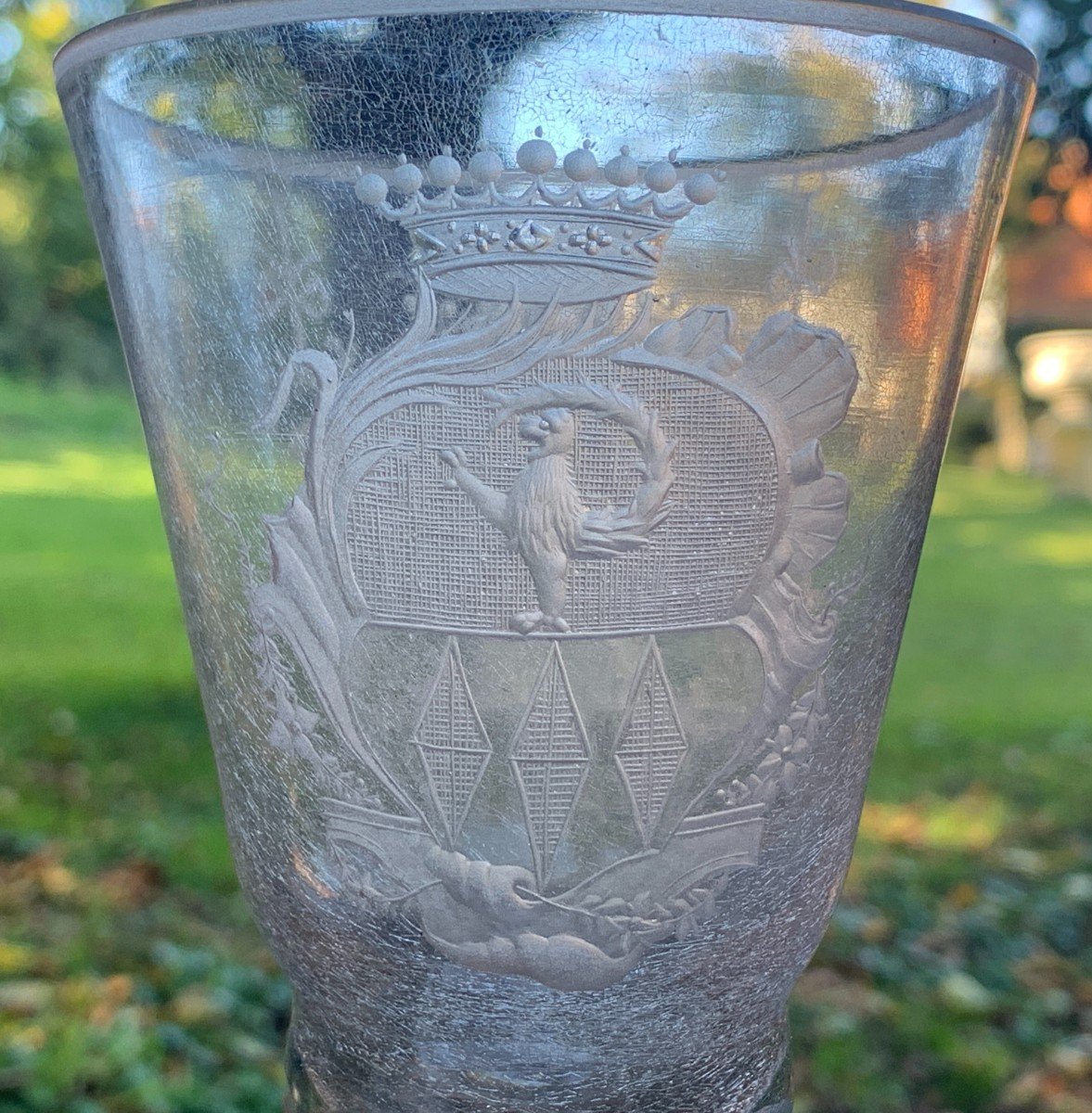 Very Large 18th Cty Glass With Coat Of Arms, Imhoff Switzerland Family-photo-3