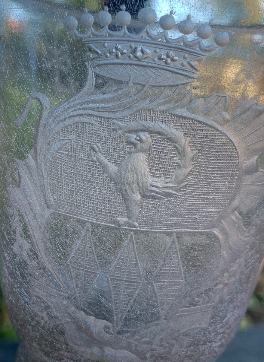 Very Large 18th Cty Glass With Coat Of Arms, Imhoff Switzerland Family-photo-2