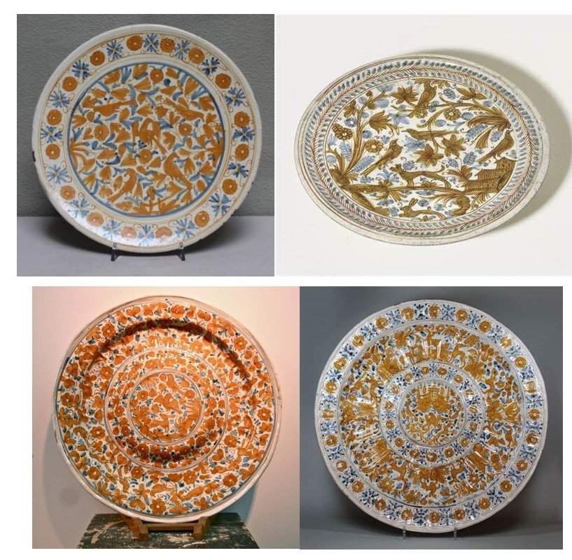 17th Century Deruta  Large Oval Ceramic Dish With Birds & Flowers-photo-8