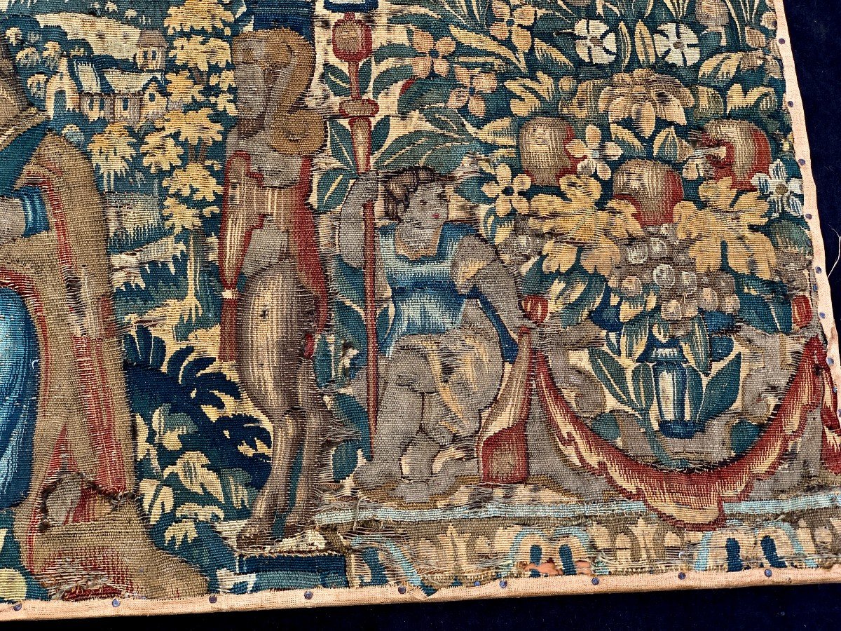 Grand fragment de tapisserie Flandres XVIe s-photo-1