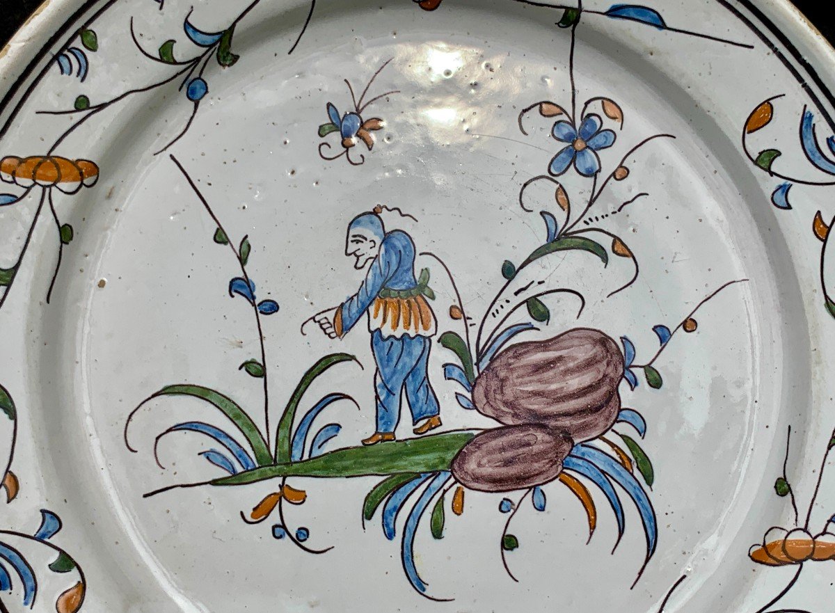 18th Cty La Tronche Ceramic Plate With Hunchback Chinese -photo-2