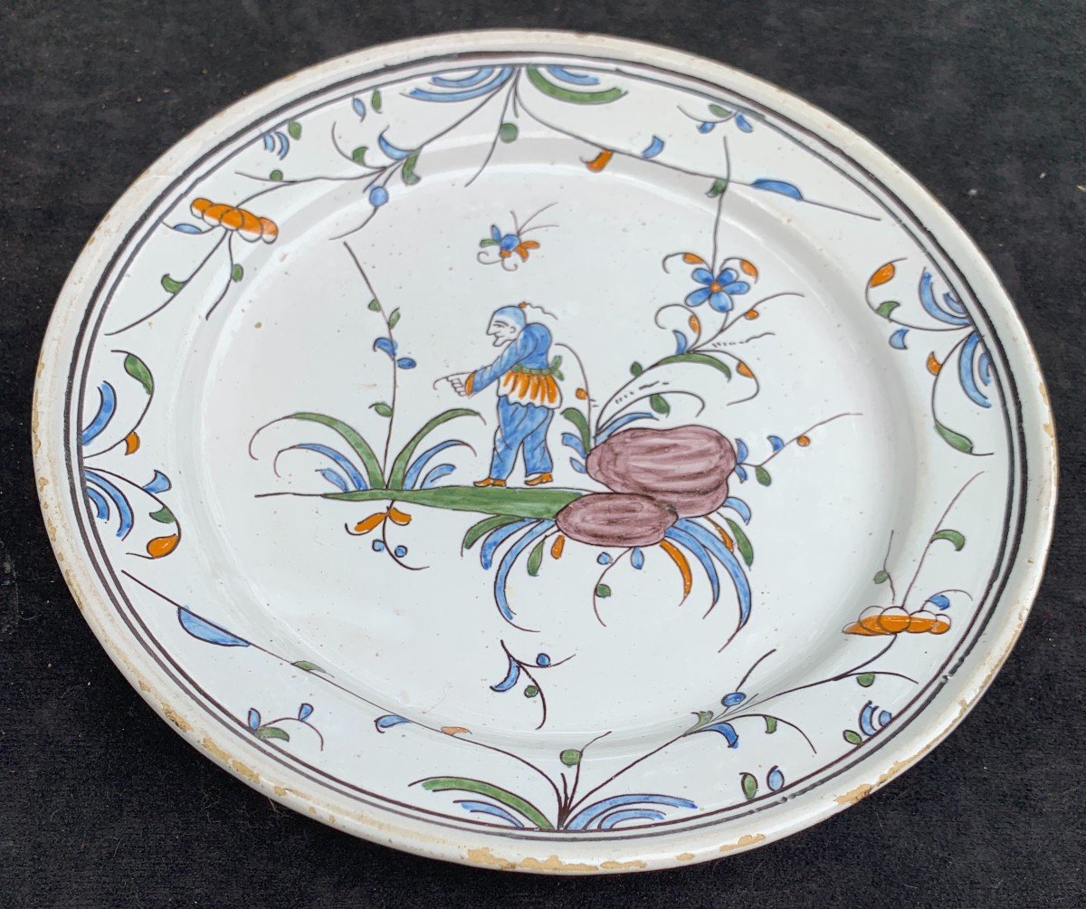 18th Cty La Tronche Ceramic Plate With Hunchback Chinese -photo-5