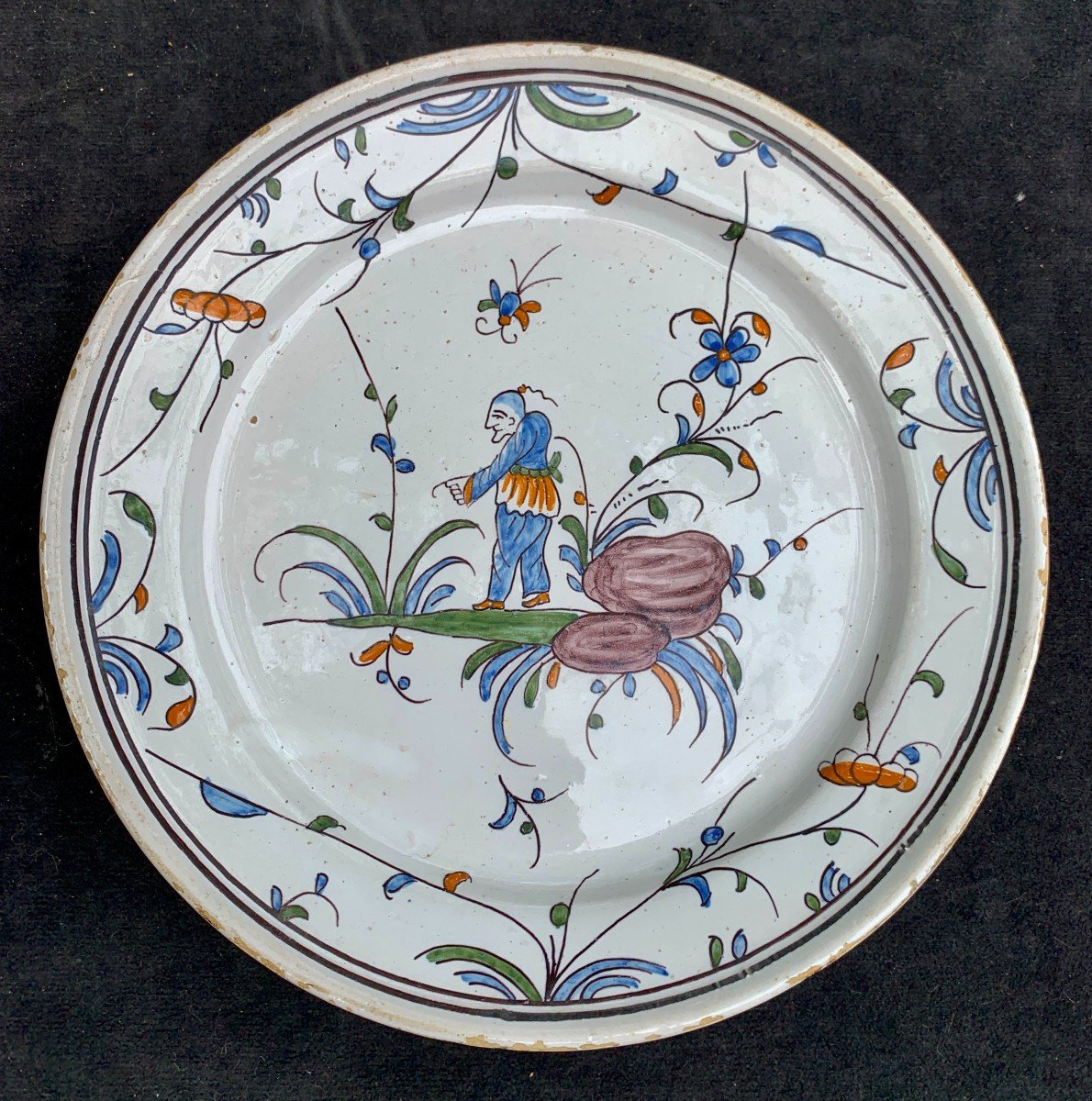 18th Cty La Tronche Ceramic Plate With Hunchback Chinese 