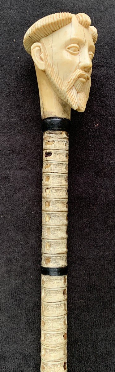 18th To 19th Cty Philippines Stunning & Very Rare Collection Snake Vettebrae Cane, St François Ivory Head Pommel-photo-4