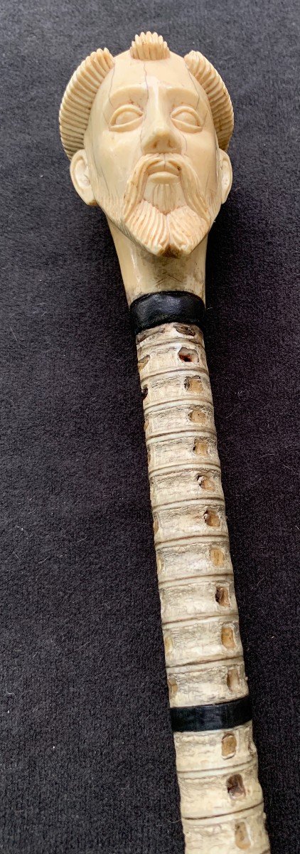 18th To 19th Cty Philippines Stunning & Very Rare Collection Snake Vettebrae Cane, St François Ivory Head Pommel-photo-3