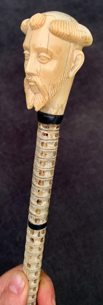 18th To 19th Cty Philippines Stunning & Very Rare Collection Snake Vettebrae Cane, St François Ivory Head Pommel