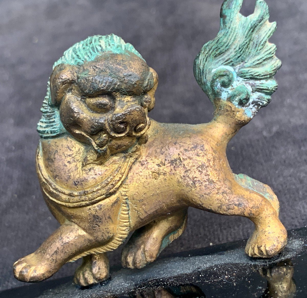 Ep Ming (1368-1644) Pair Bronze Dragons With Double Green And Golden Patina-photo-2