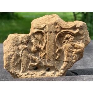 Romane Period  (circa 12th To 14th Cty) Terracotta Tile Fragment, Historiated Thema