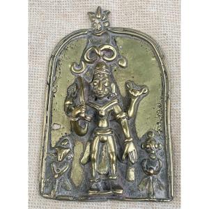 Late 17th Or Early 18th Cty Bronze Plaque Depicting Shiva,  Newar Nepal Or India Origin 