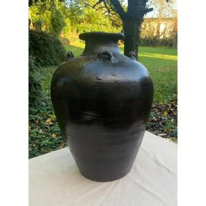Large Ming Period (1368-1644) Ceramic Jar, Very Bnice Dark Brown Patina