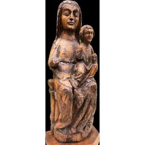 Romanesque Ep (late 13th Century), Sedes Sapientiae, Museum, Virgin And Child In Polychrome Wood Majesty