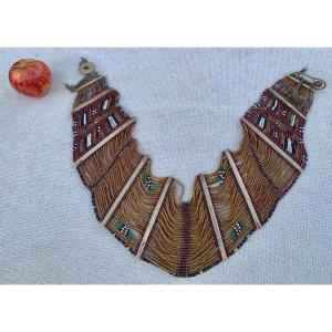 Ethnic Naga Konyak Choker Necklace Rows Of Beads & Tubes, Stones Glass & Carved Bone Bars