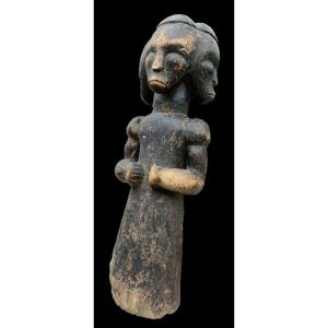 Hieratic Three-headed Reliquary Fang Biery Wooden Carved Statue , Gabon, Mid-20th Cty