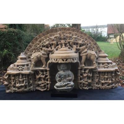 India Xth XIth, Stunning Jaïn Pink/yellow Sandstone/marble Arch
