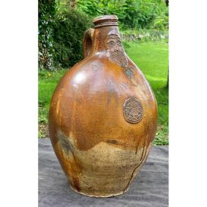 Early 17th Cty Huge Salt-glazed Stoneware Bellarmine Or Bartmannkrug Bottle Frechen (germany)