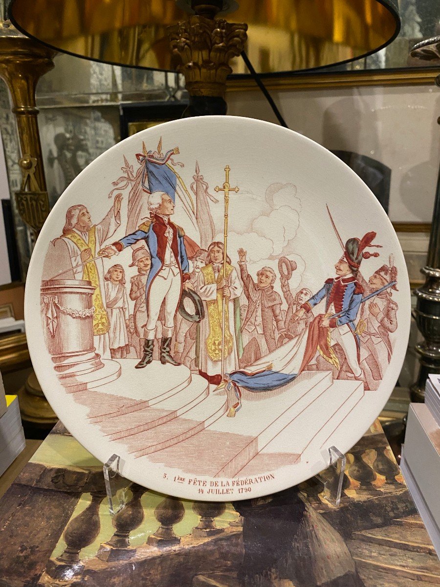 Commemorative Plate Fete De La Fédération 1790, Sarreguemines-photo-1