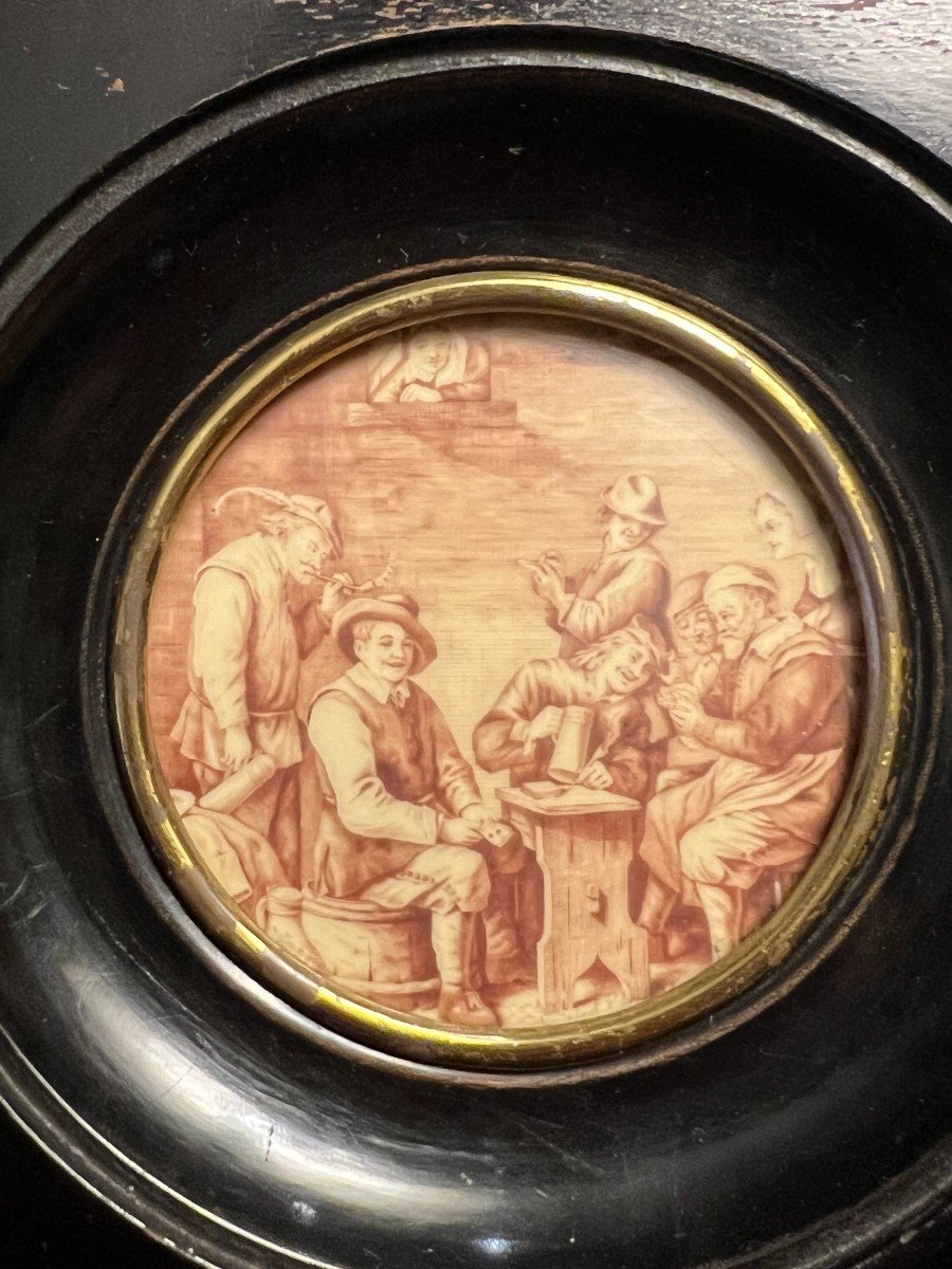 Bambochade, 19th Century, Miniature On Ivory-photo-3