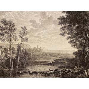 Cattle Crossing A River, Claude Le Lorrain, Haldenwang, XIXe