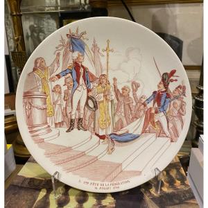 Commemorative Plate Fete De La Fédération 1790, Sarreguemines