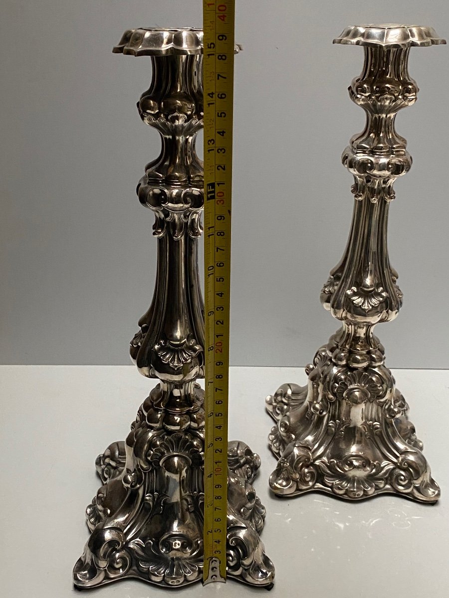 Pair Of Sterling Silver Candlesticks Circa 1840-photo-1