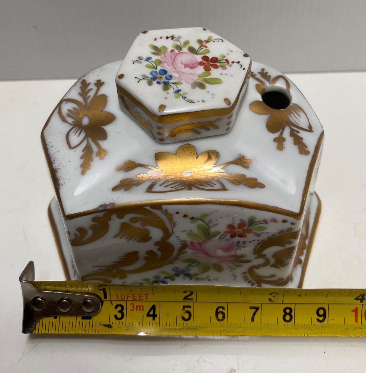 Painted And Gilded Enameled Porcelain Inkwell-photo-1