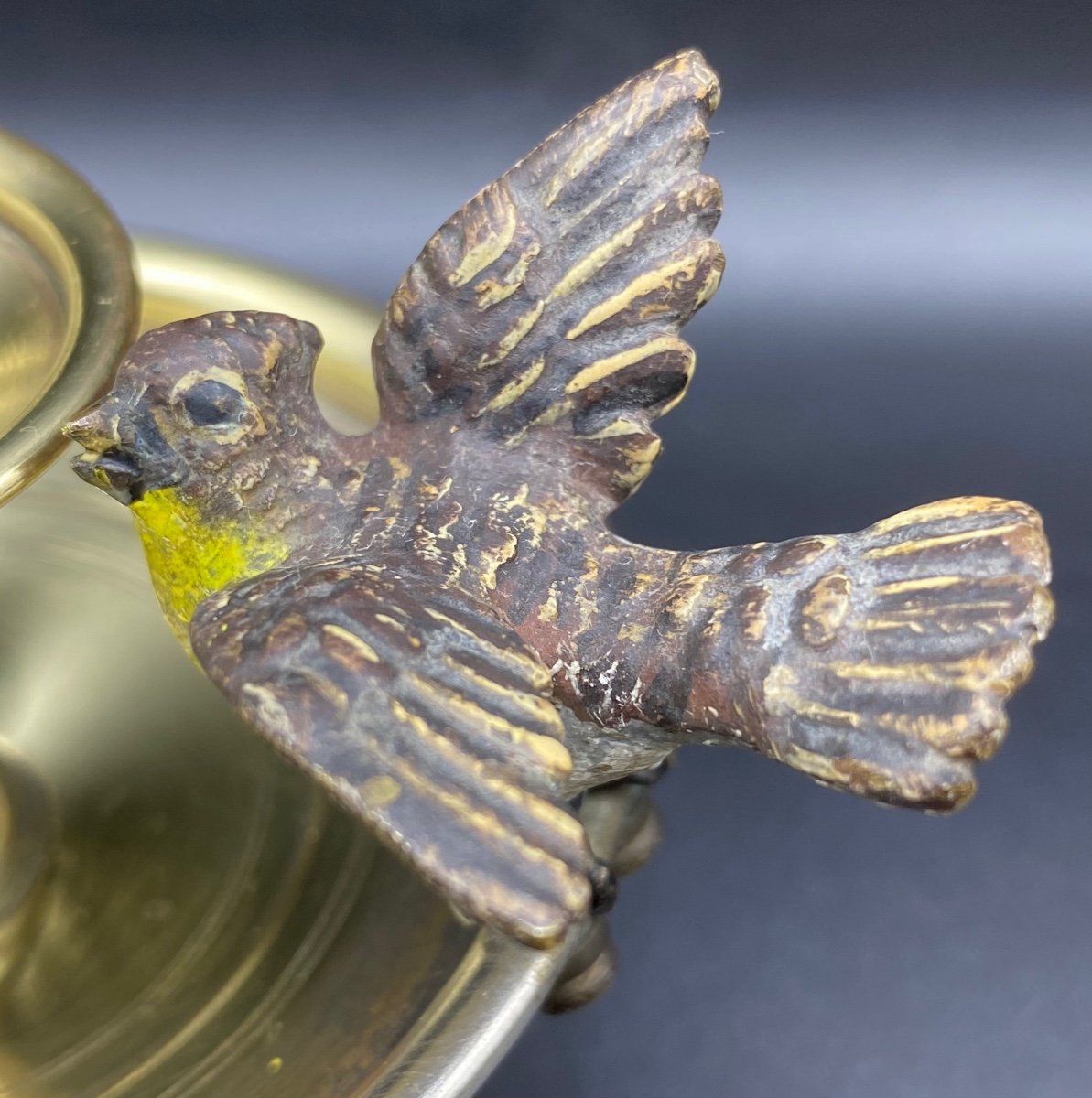 Small Bird Candlestick, Bronze And Brass From Vienna 1900-photo-3