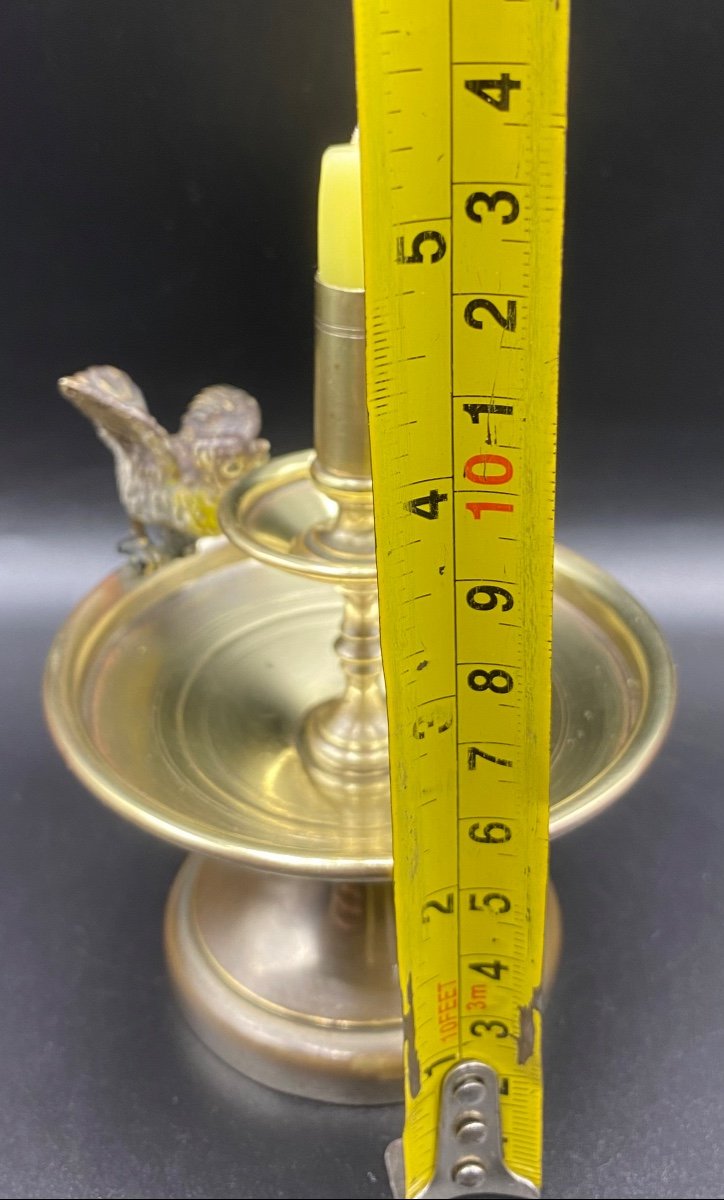 Small Bird Candlestick, Bronze And Brass From Vienna 1900-photo-6