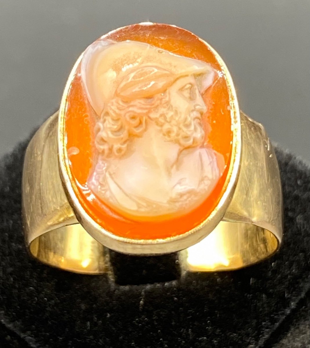 Bague Or 18c Et Camé Agate XIXème 