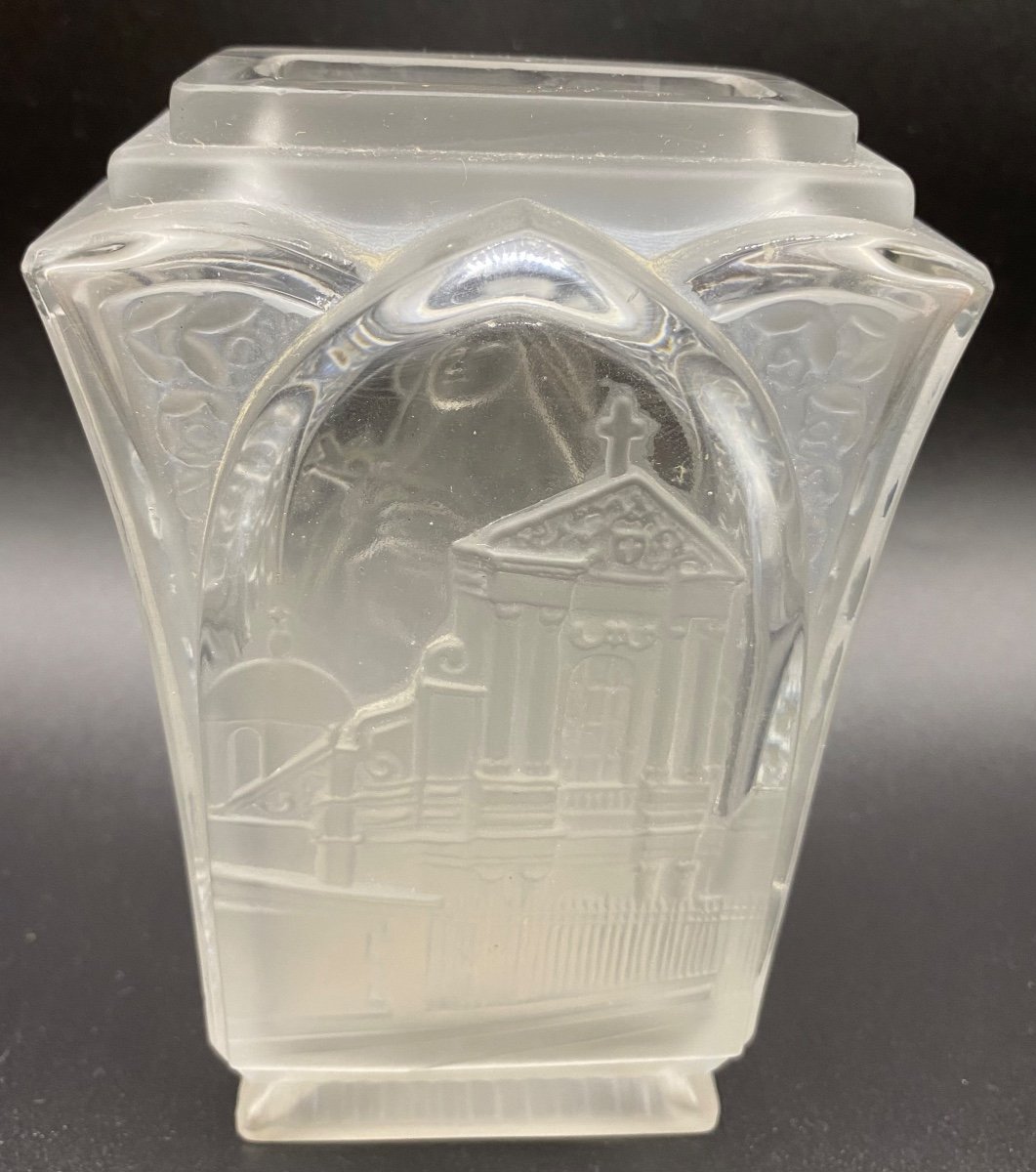 Sandblasted Molded Crystal Vase Espaivet 1925-photo-3