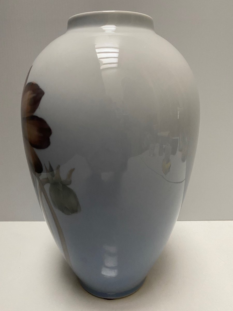 Large Copenhagen Enamelled Porcelain Vase Circa 1930-photo-2