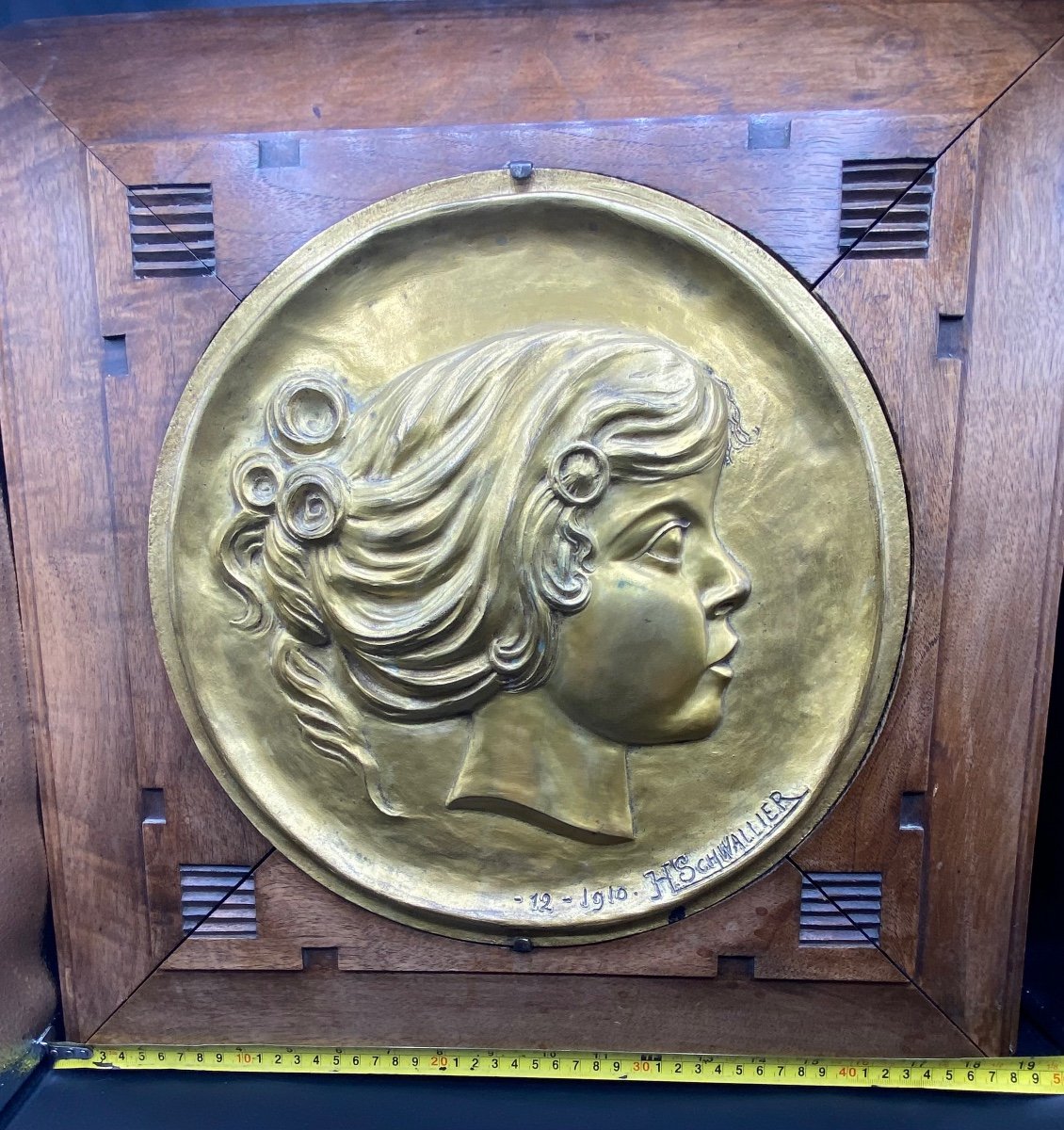 Gilt Bronze Plaque By H. Schwallier 1910-photo-6