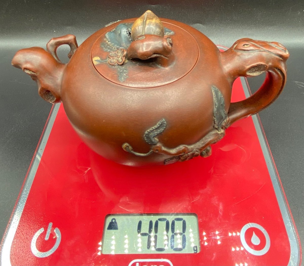 Japanese Terracotta Teapot Around 1900 Signed-photo-8