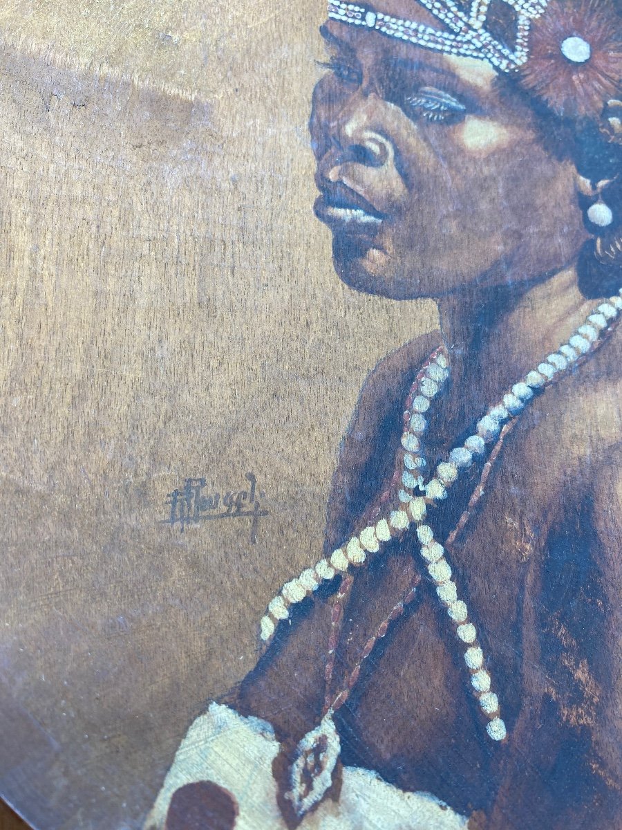 Portrait Of Madagascar Woman On Wood Around 1900 By Roger Roussel-photo-2